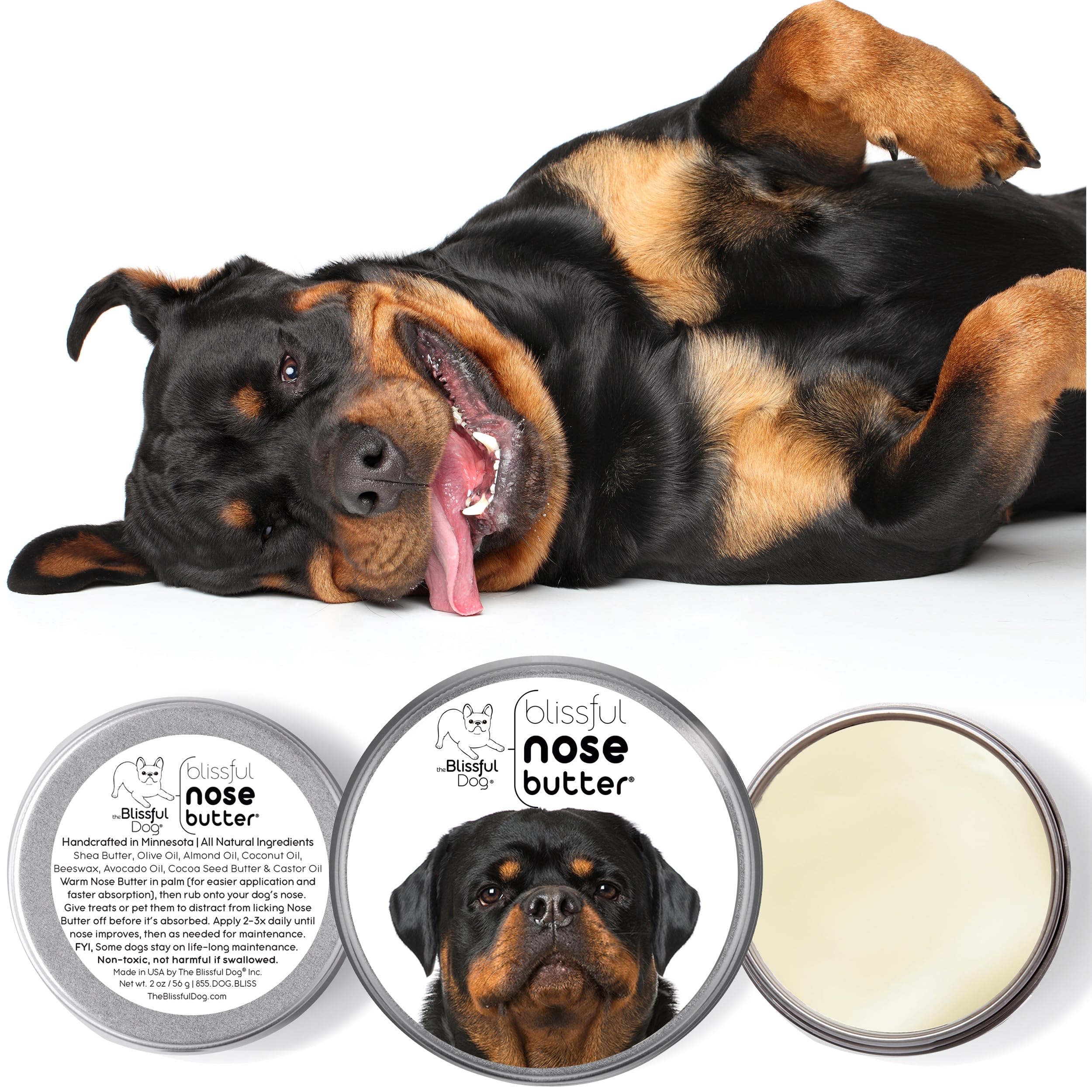 The Blissful Dog Rottweiler Unscented Nose Butter - Dog Nose Butter, 16 Ounce